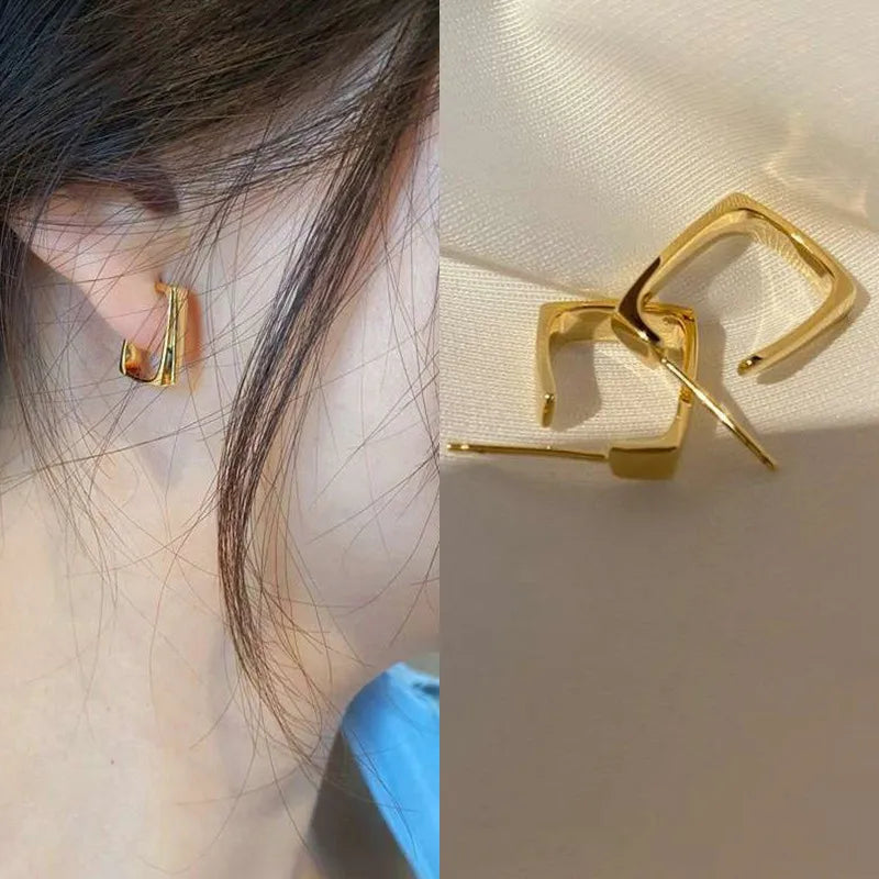 Gold Square Earrings