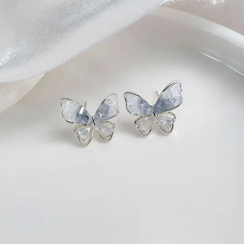 Blue Crystal Butterfly Earrings