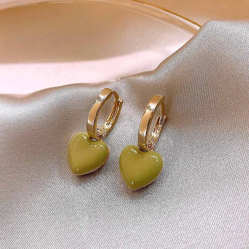 Sweet Green Heart Earrings