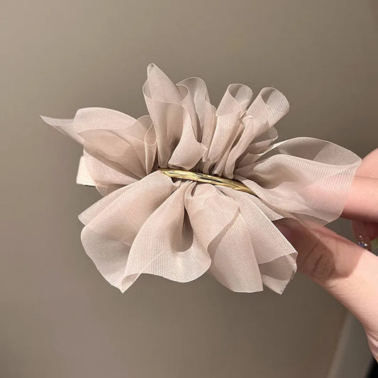 Khaki Chiffon Spring Clip