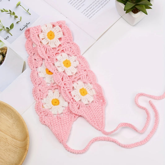 Daisy Pink Crochet Hairband