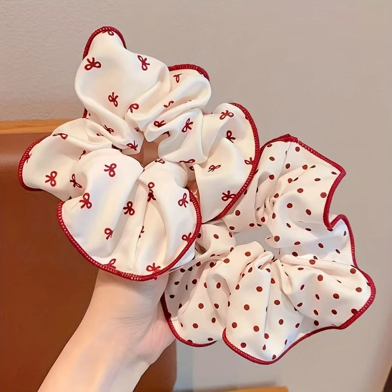 Sweet Red Border Scrunchies