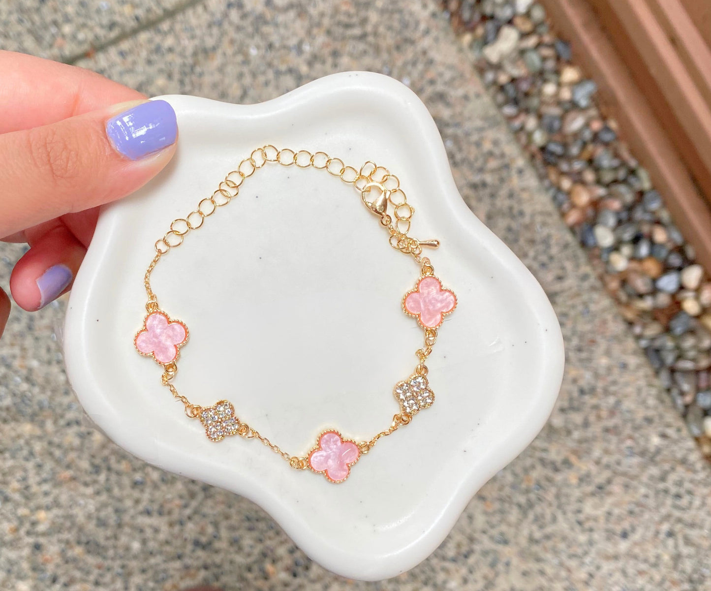 Pink Four Leaf Bracelet