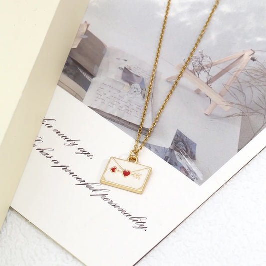 Gold Envelope Heart Necklace
