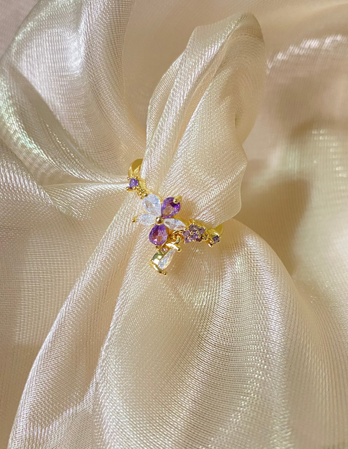 Hanging Crystal Open Ring