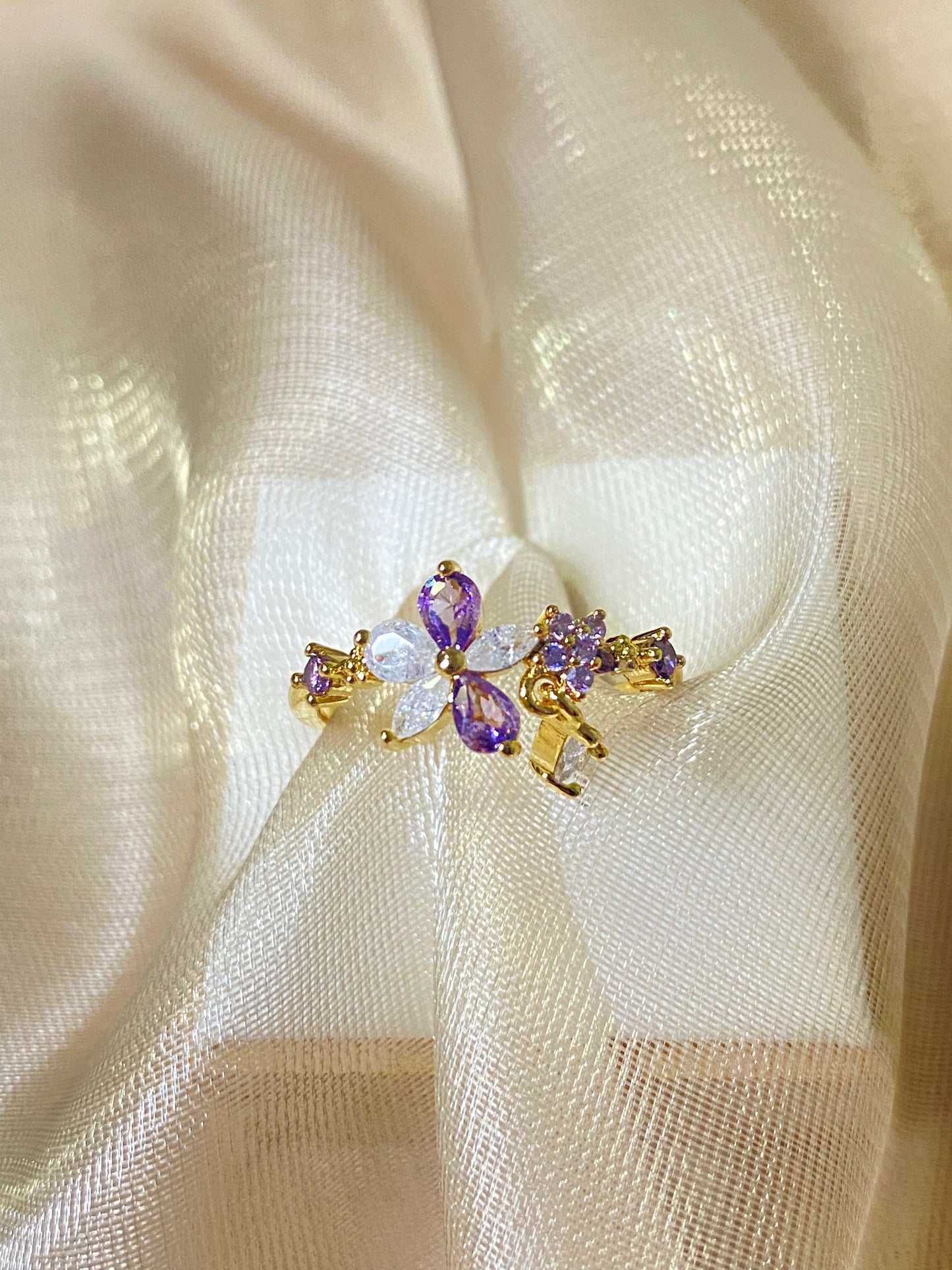 Hanging Crystal Open Ring