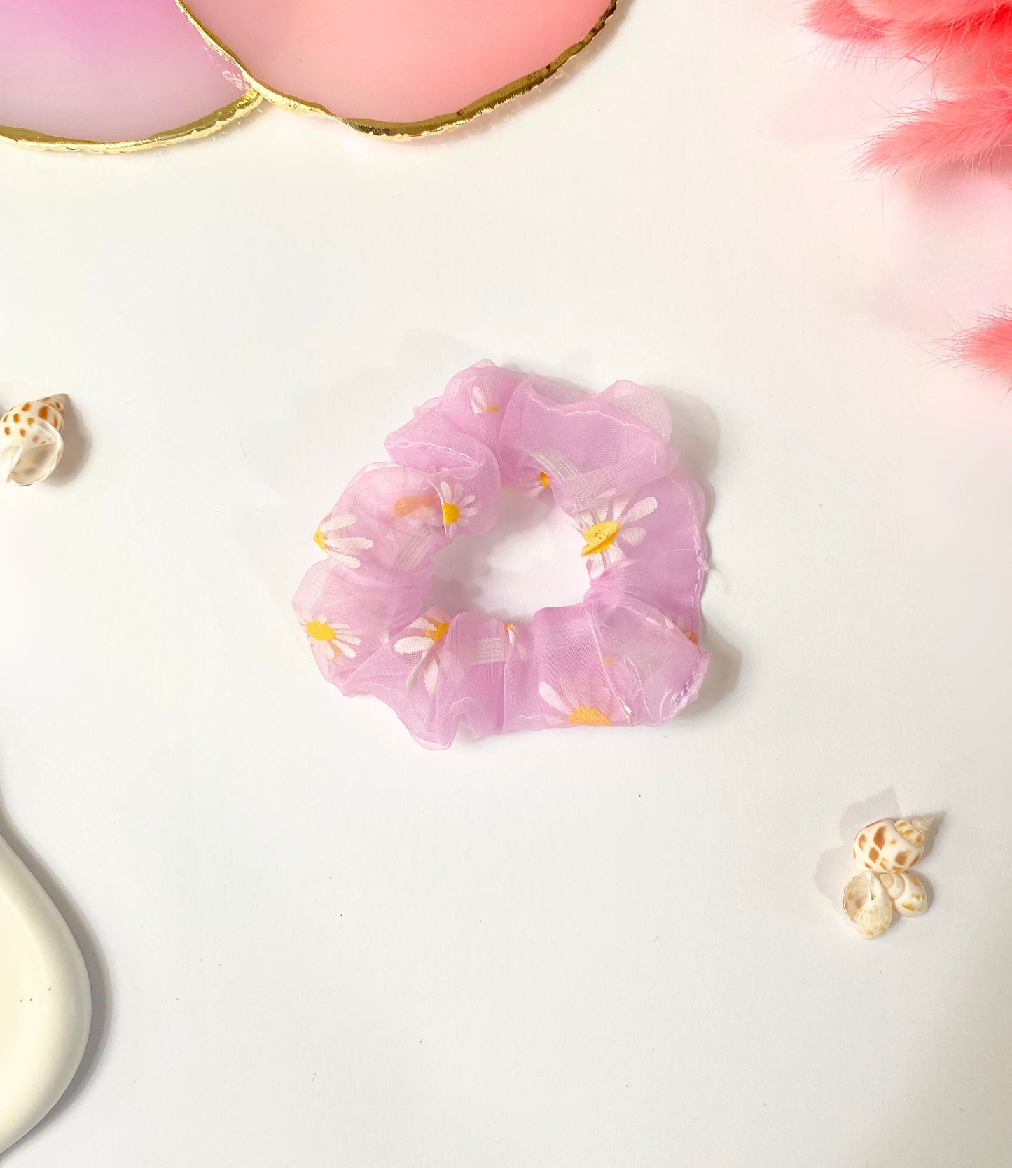 Daisy Mesh Scrunchies
