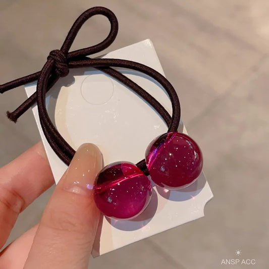 Rose Red Ball Hair Ties