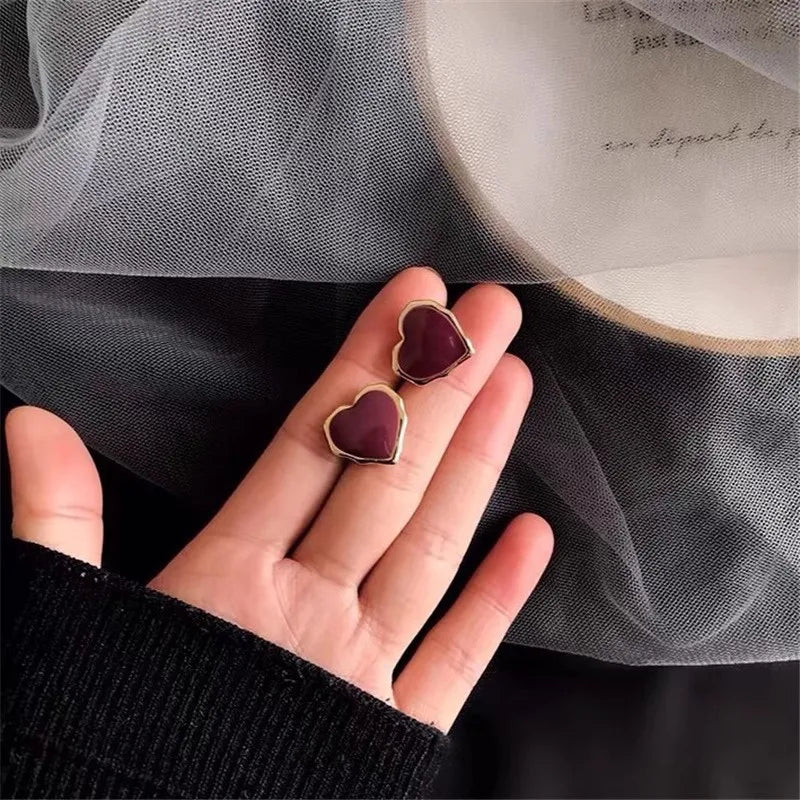 Red Wine Heart Ear-studs