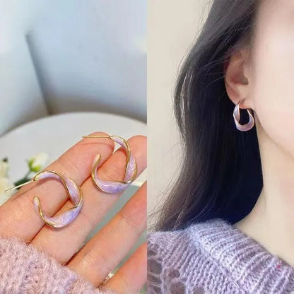 Purple Spiral Hoop Earrings