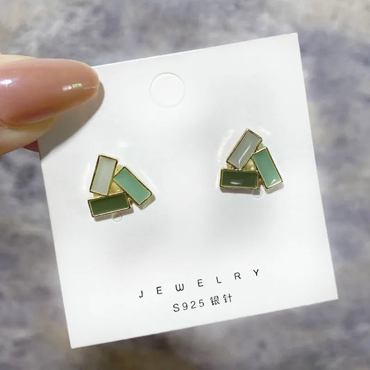 Green Triangle Ear-studs