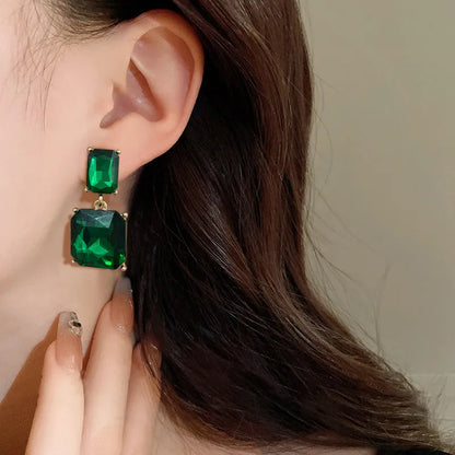 Big Green Crystal Earring