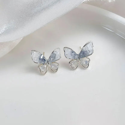 Blue Crystal Butterfly Earrings