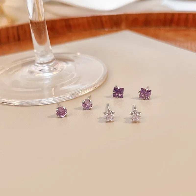 Purple Diamond Ear-Studs