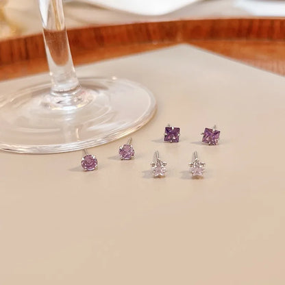 Purple Diamond Ear-Studs