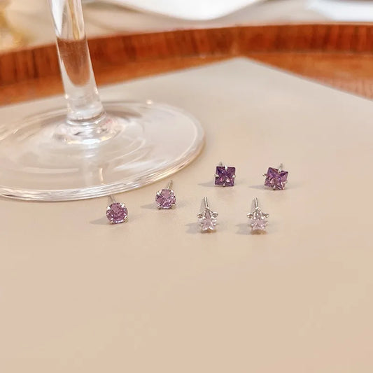 Purple Diamond Ear-Studs