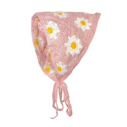 Daisy Flower Knitted Scarf