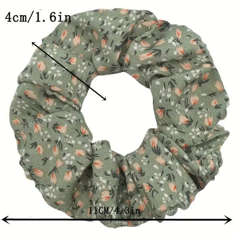 Chiffon Floral Scrunchies
