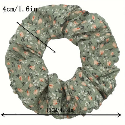 Chiffon Floral Scrunchies