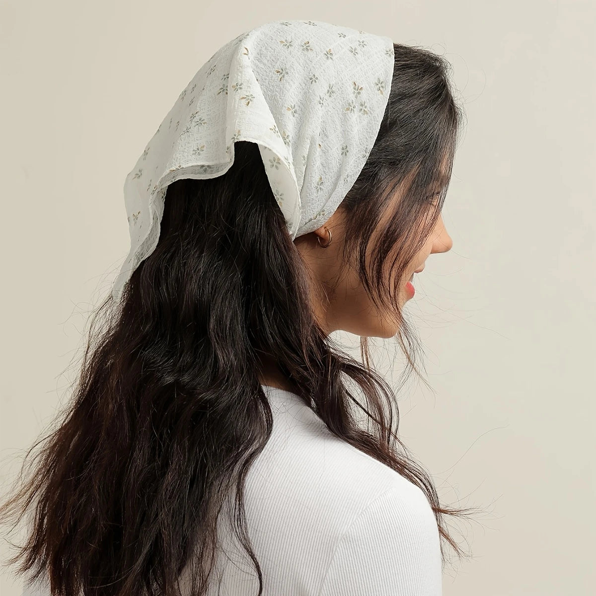 Green Flowers Bandana Headscarf