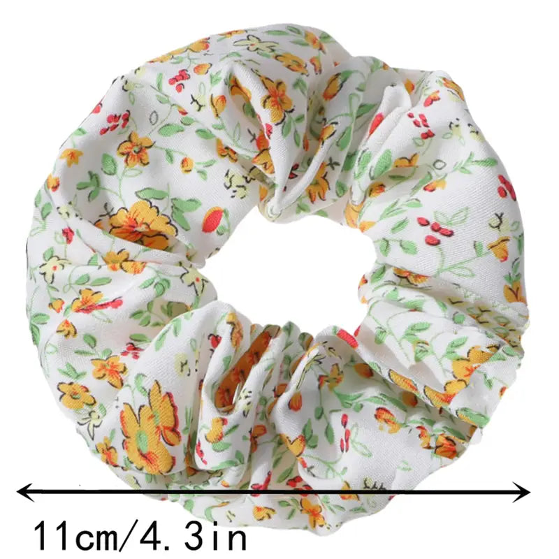 Printed Floral Scrunchies