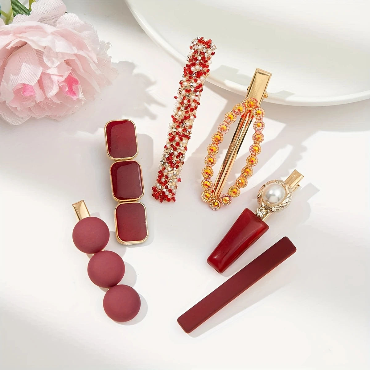 Red Glint Hairpins