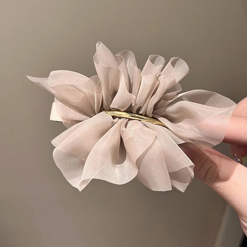 Khaki Chiffon Spring Clip