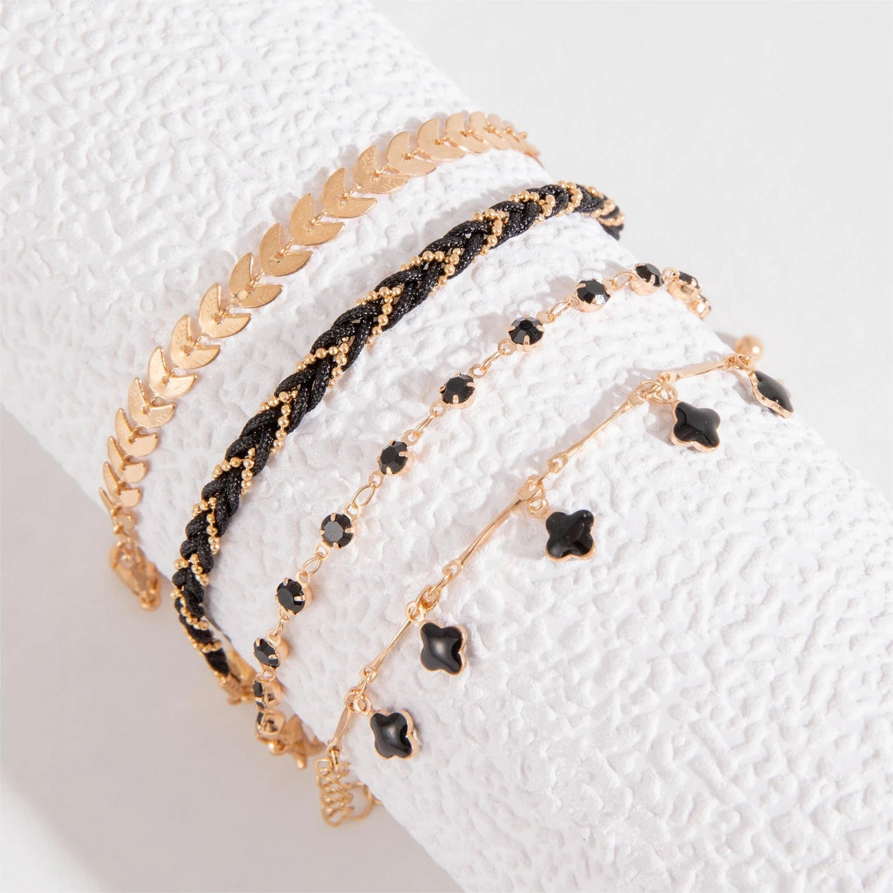 Black Braided Leaf Bracelets