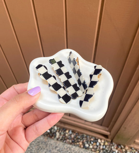 Classy Checkered Hair Clips
