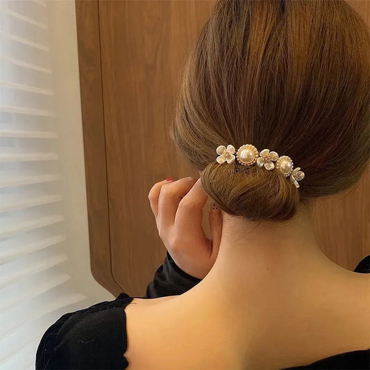 White Flowers Stick Hairtie