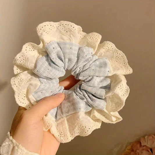 Blue Checkered Scrunchie