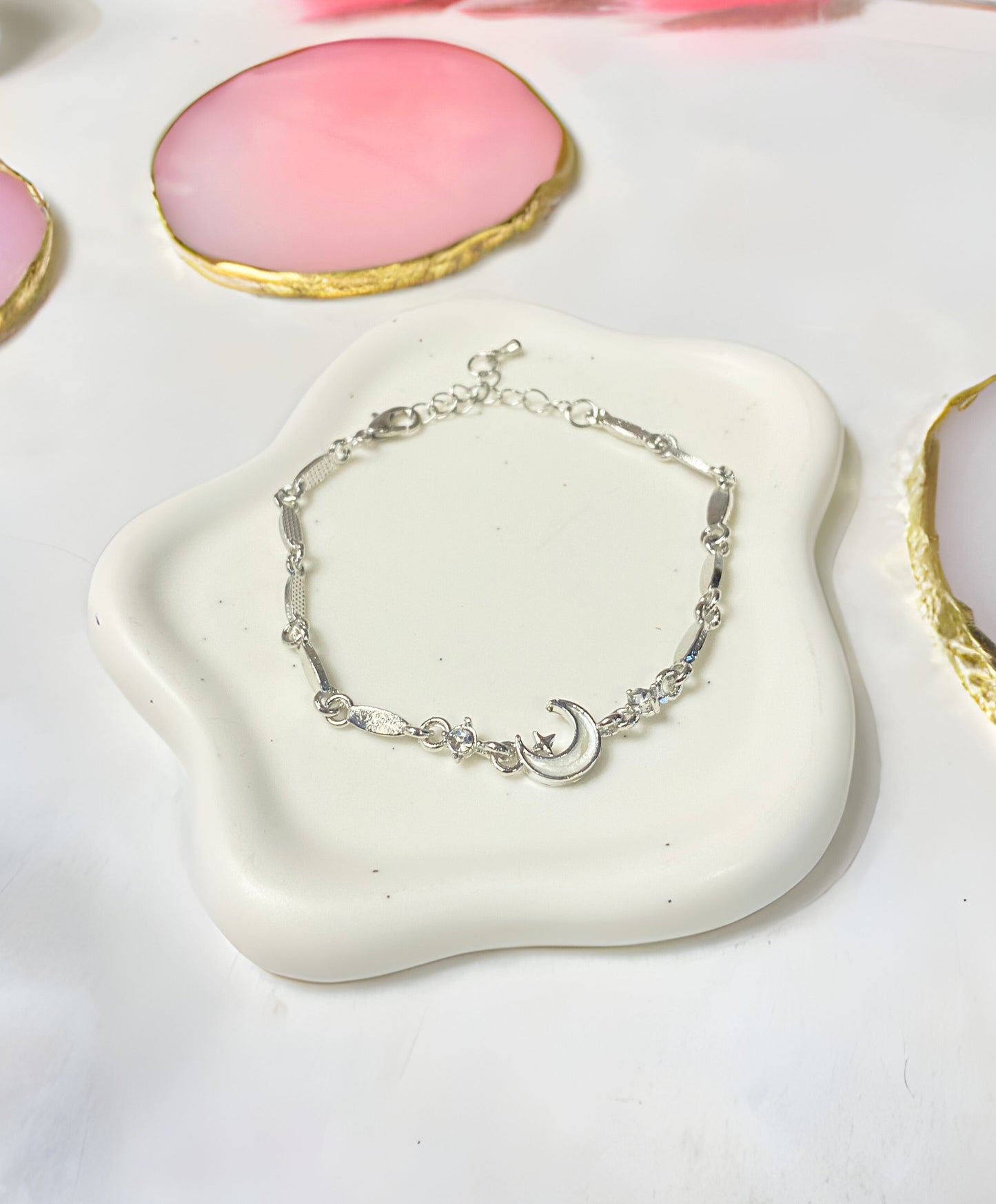 White Half Moon Bracelet