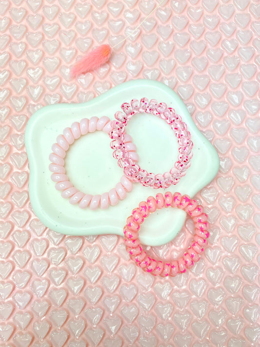 Pink Star Spiral Hairties
