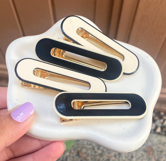 Black N White Hairpins