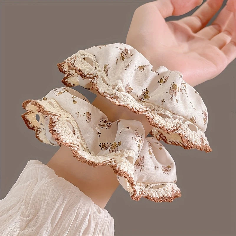 Brown Lace Soft Scrunchie