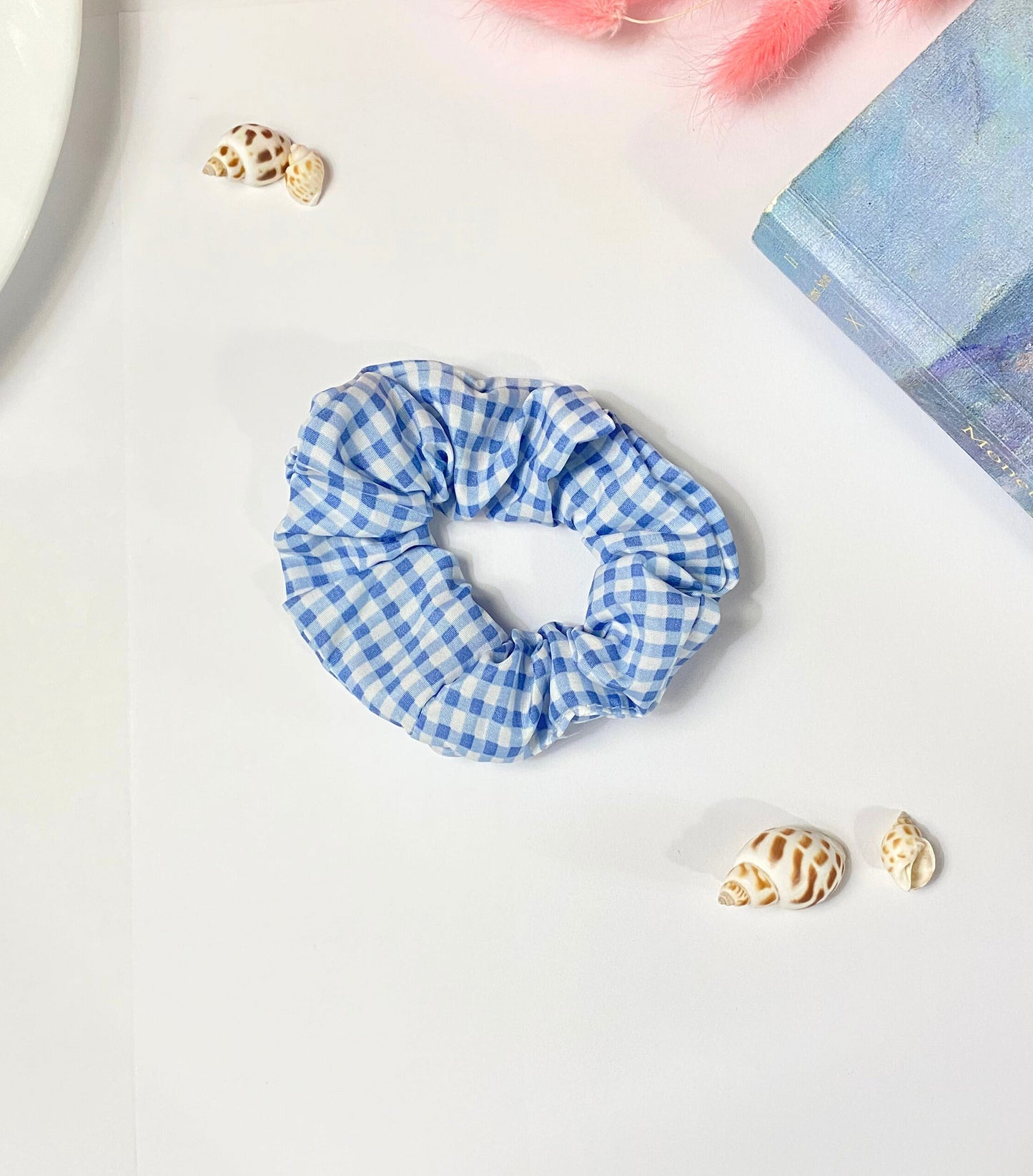 Blue Mixed Pattern Scrunchies
