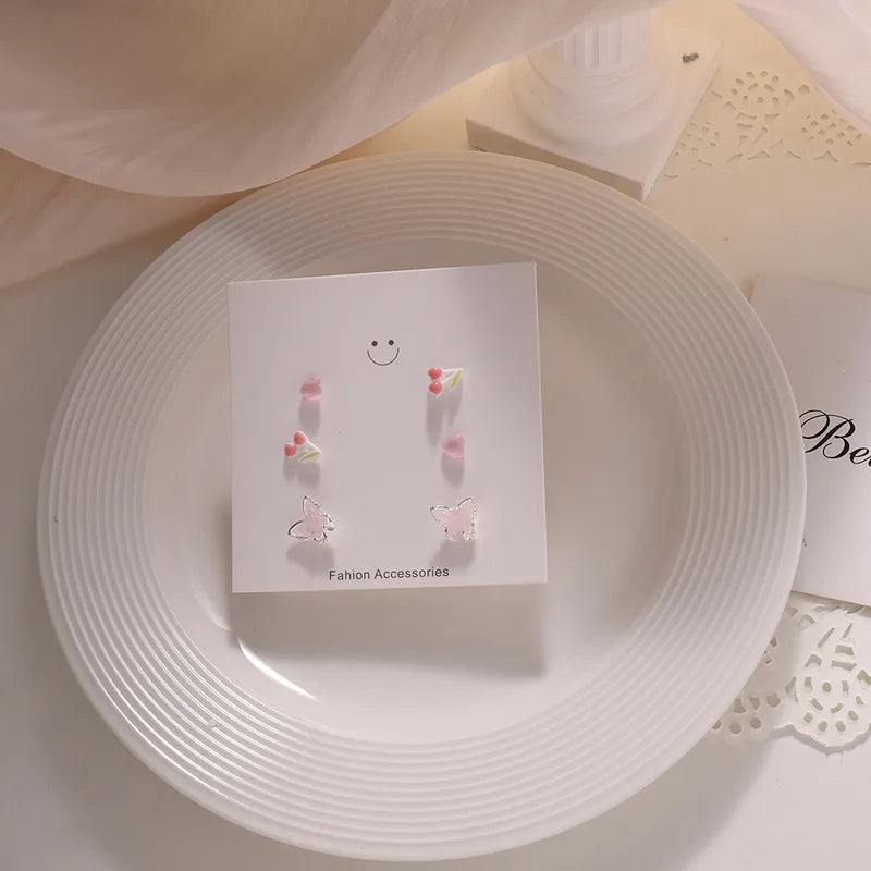 Pink Love Heart Earrings