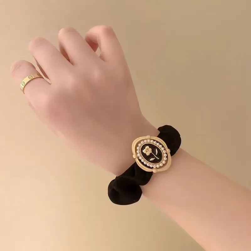 Black Tulip Hair Tie