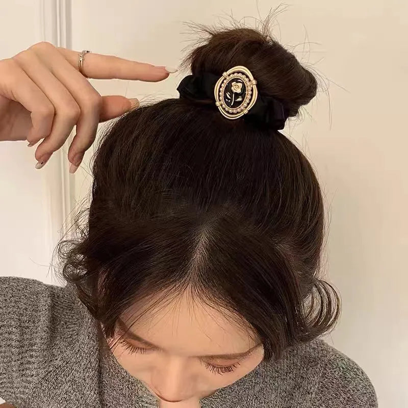 Black Tulip Hair Tie