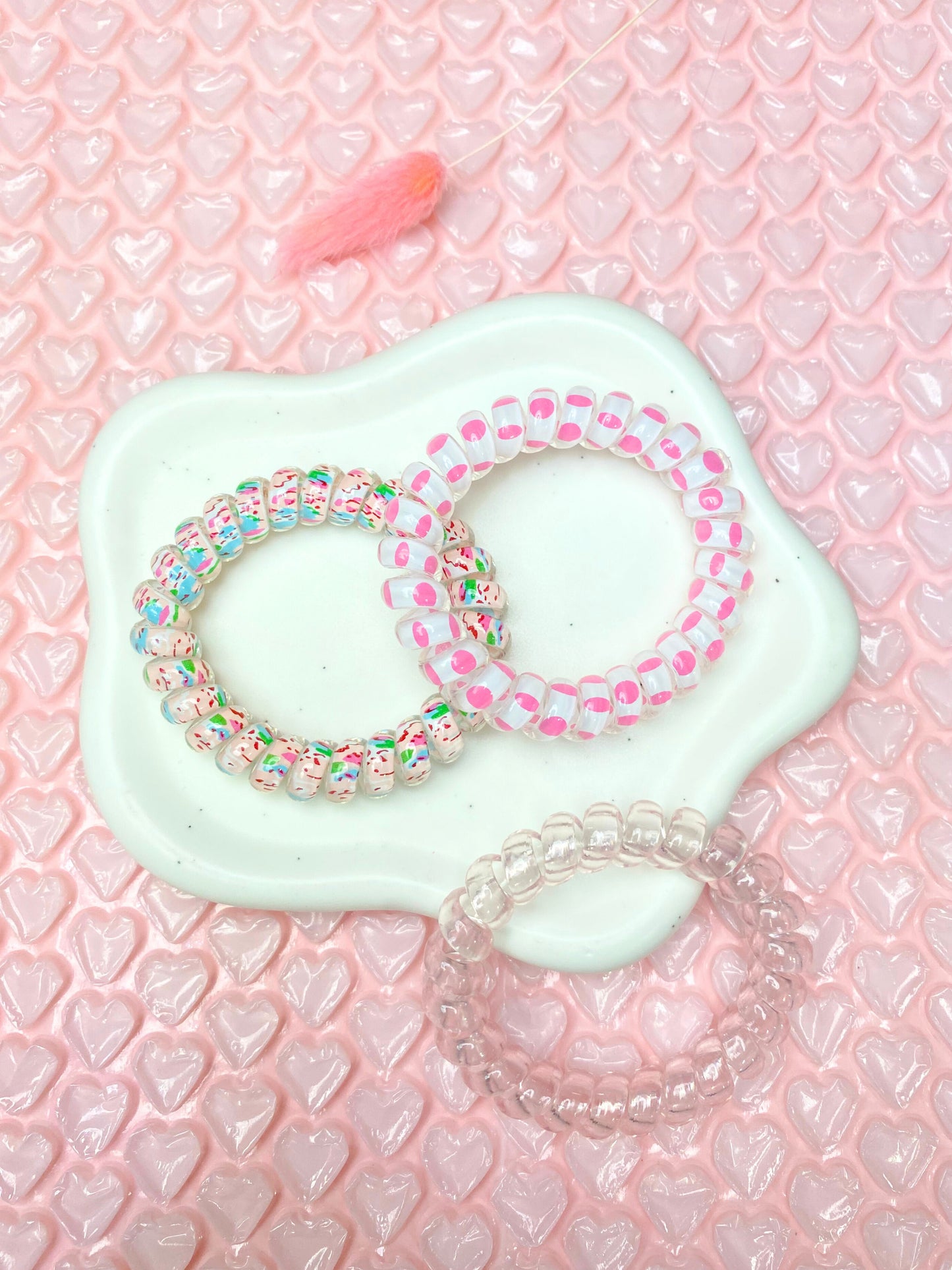 Pink Ballon Spiral Hairties
