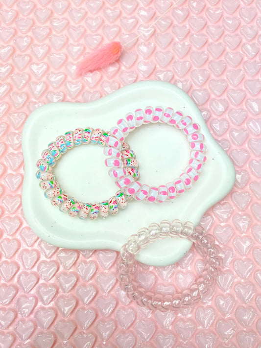 Pink Ballon Spiral Hairties