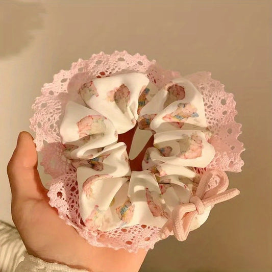 Pink Lace Teddy Scruchie