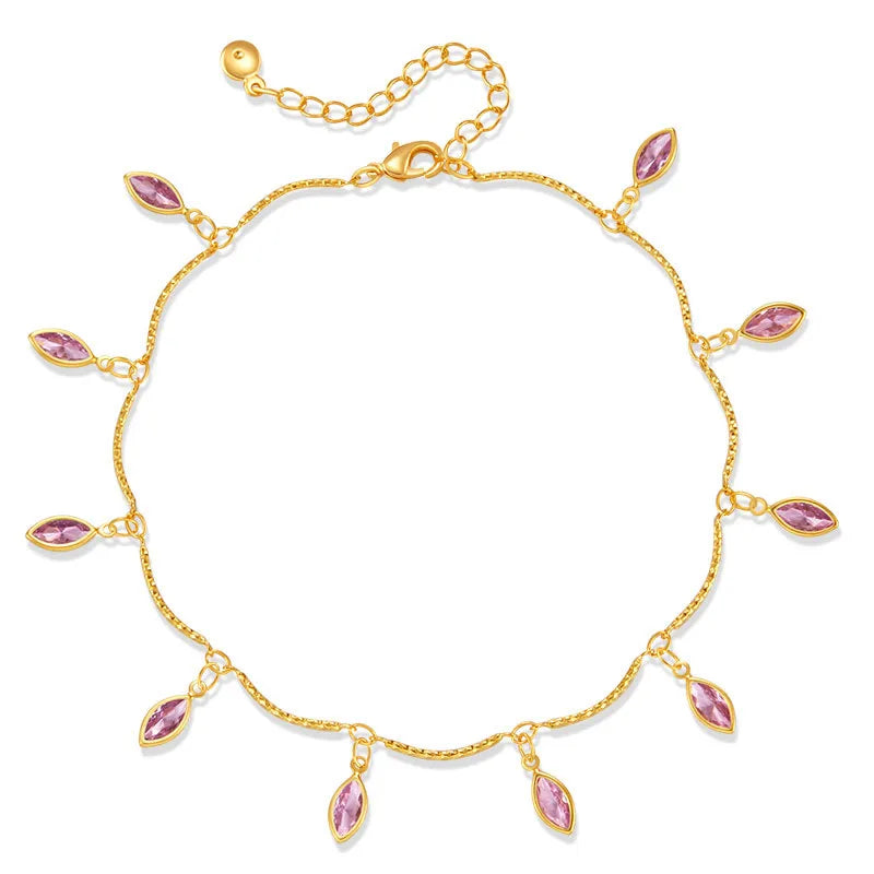 Pink Leaf Anklet