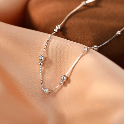 Multi-Bead Silver Anklet