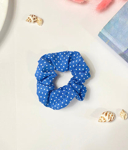 Blue Mixed Pattern Scrunchies