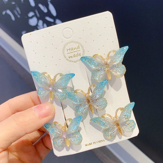 Blue Butterflies Hair Clips