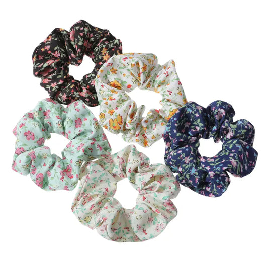 Printed Floral Scrunchies