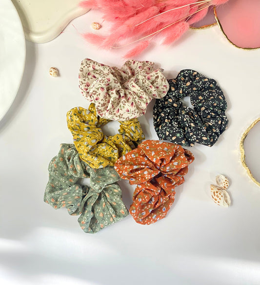 Chiffon Floral Scrunchies