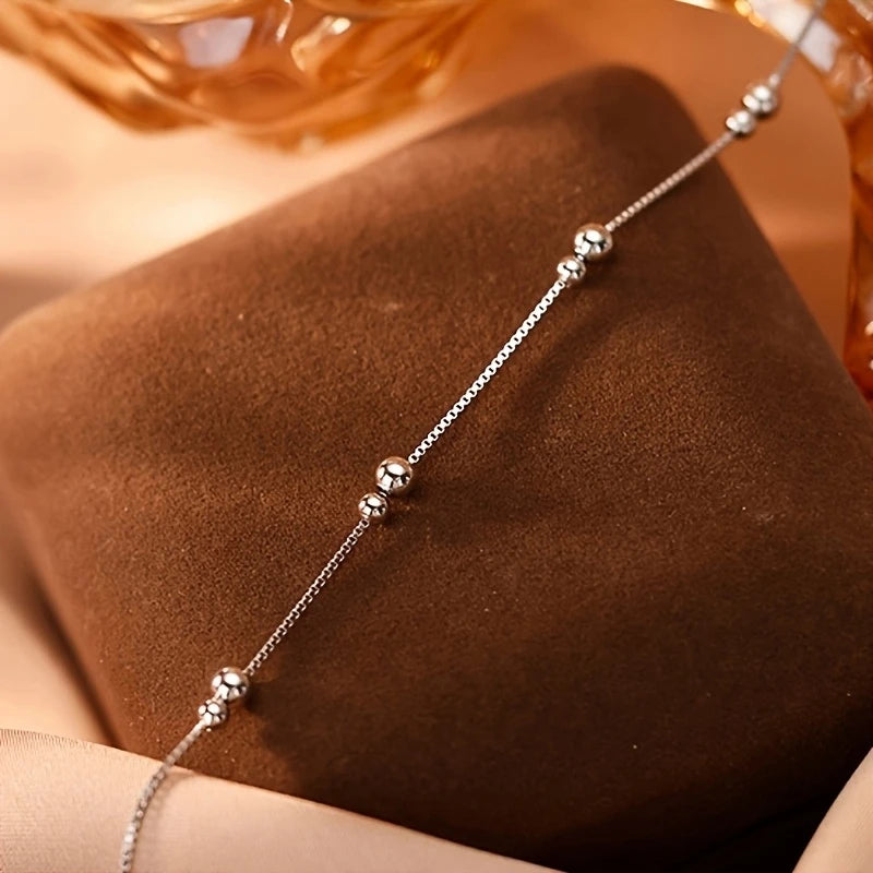 Multi-Bead Silver Anklet