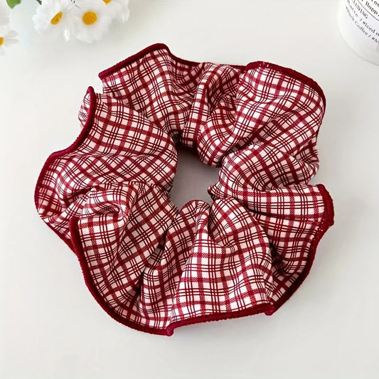 Red Checkered Scrunchie